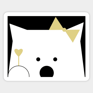 Peek-a-Boo Bear with Heart and Gold Bow Sticker